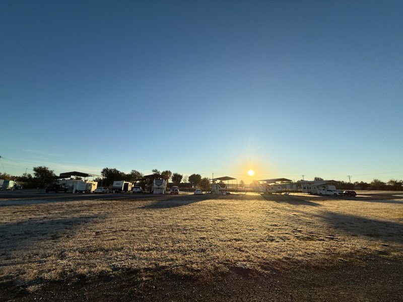 Sunset behind RVs at campground